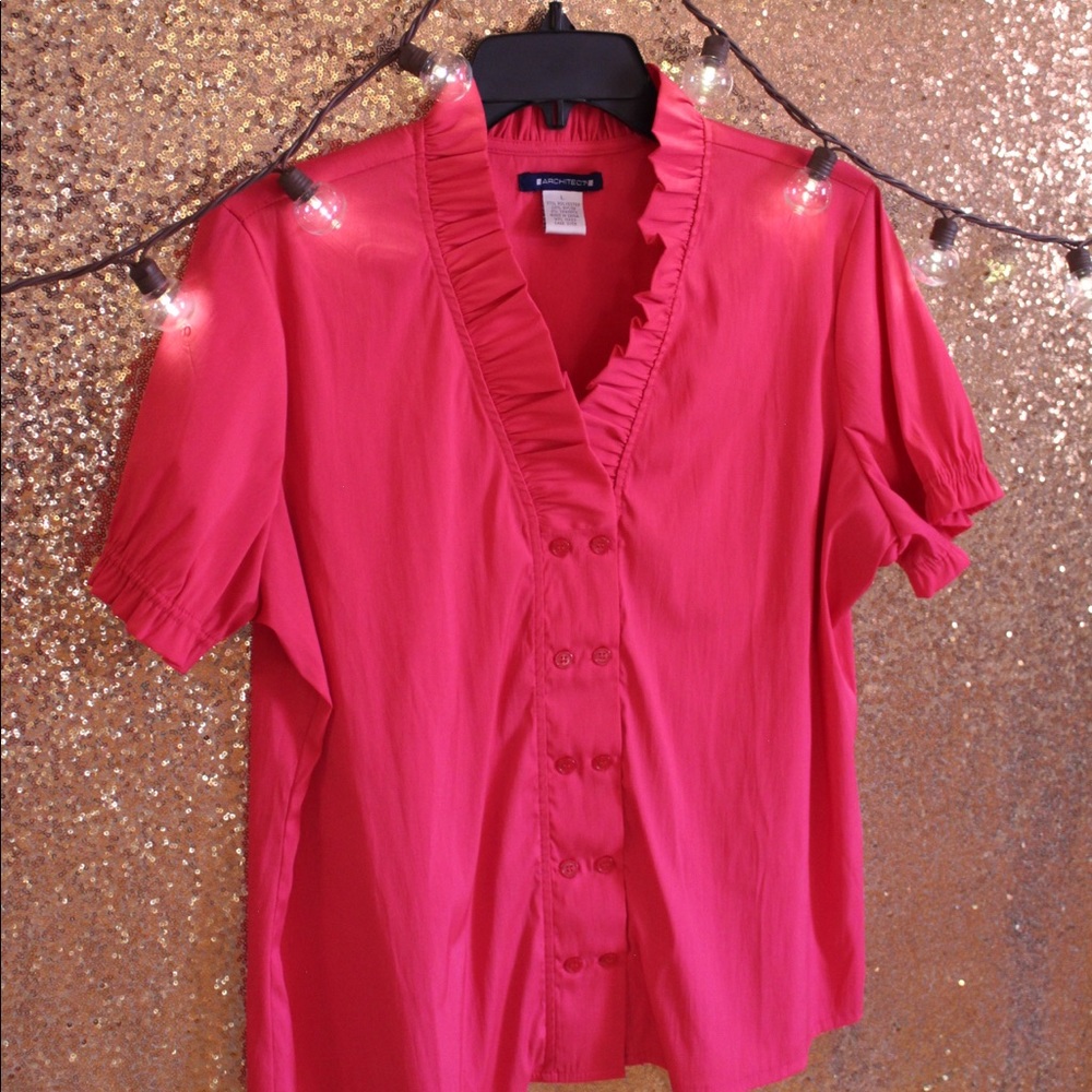 Architect Ruffle Blouse - Fuchsia